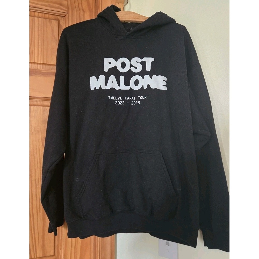 Post Malone Hoodie Size Large Black Music Twelve Carat Tour Concert 2022-2023